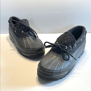 Sperry Black and Gray Winter Rain Boots